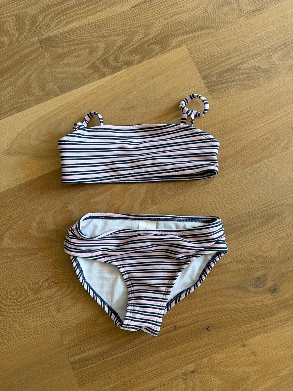 art class Pink and Navy Striped Girls' Bikini Swim Set